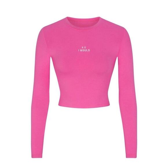 SKIMS Tops - SKIMS Hot Pink Cropped Tee 4XL Rare Barbiecore Y2K 4U I WOULD Festival Statement